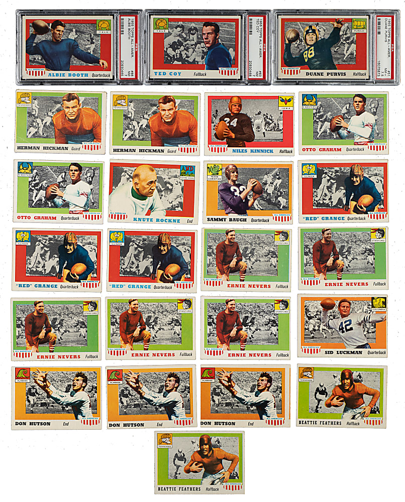 1955 Topps All-American Football Near-Complete Set (84/100) Plus 71 Duplicates