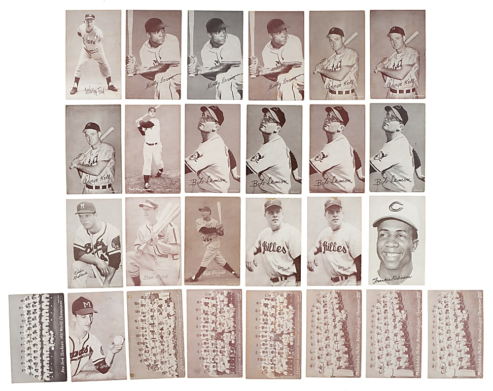 1939-1946 W462 Salutation Exhibits and 1947-1966 Exhibits Collection (130) Including 53 Hall of Famers