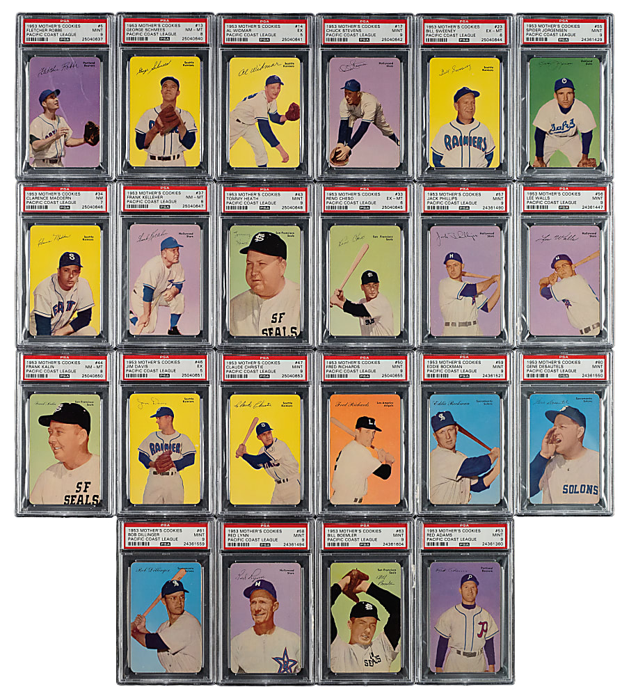 High-Grade 1953 Mother's Cookies Complete Set (63) Including 26 PSA-Graded Cards