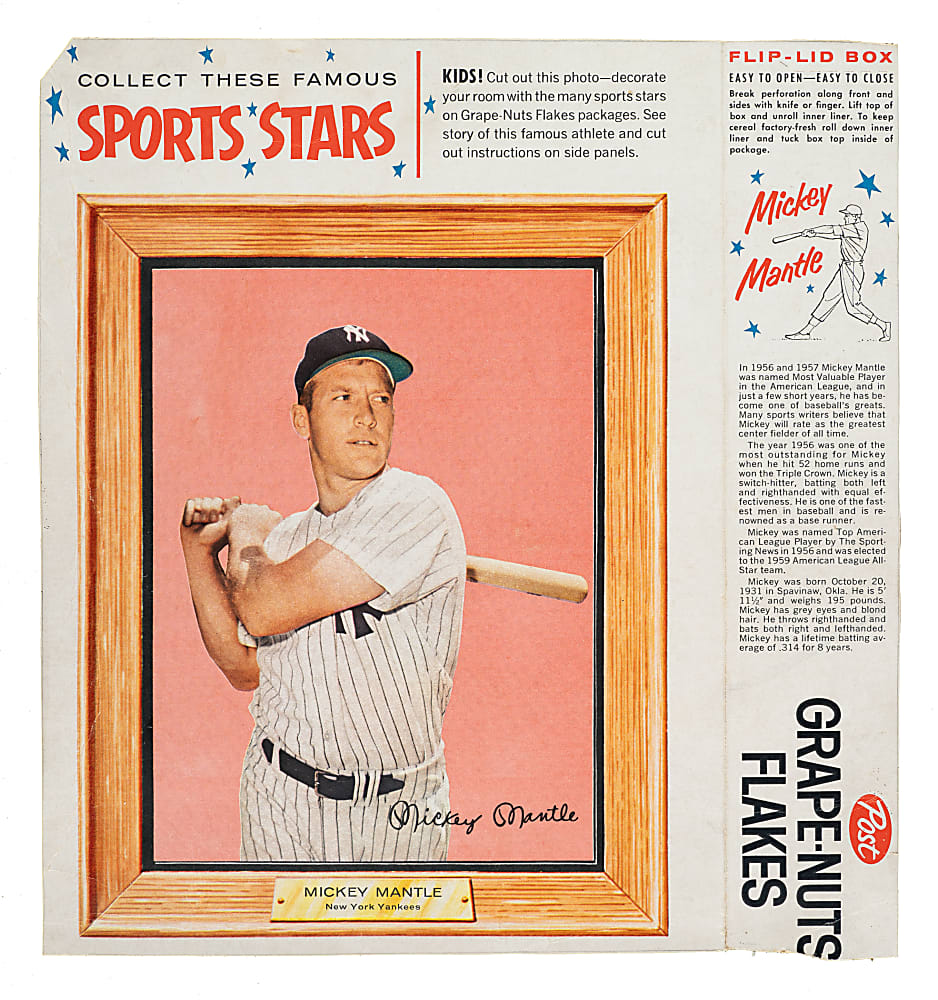 1960 Post Cereal Mickey Mantle with "Bio" Attached