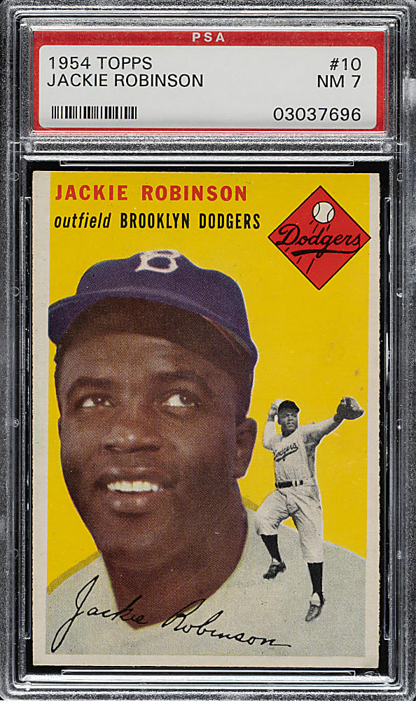 1954 Topps #10 Jackie Robinson PSA NM 7 - Extremely Rare "Canadian" Gray Back!