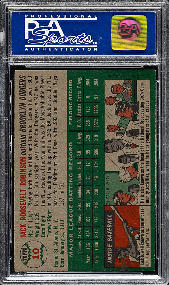 1954 Topps #10 Jackie Robinson PSA NM 7 - Extremely Rare "Canadian" Gray Back!