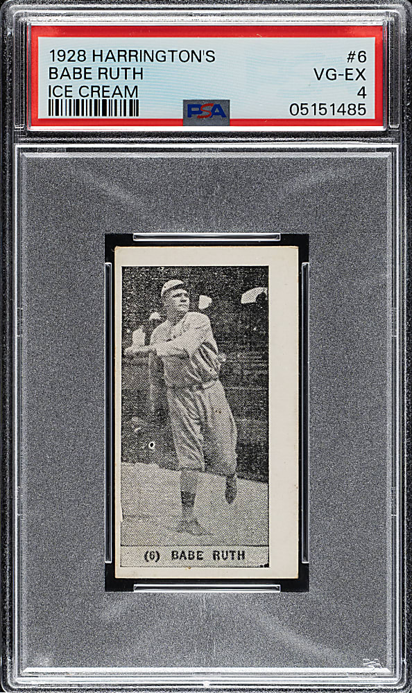 1928 F50 Harrington's Ice Cream #6 Babe Ruth PSA VG-EX 4