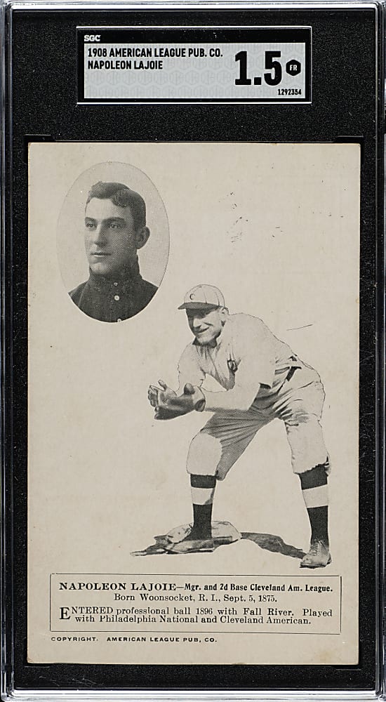 1908 PC770 American League Publishing Company Postcard Nap Lajoie SGC FAIR 1.5
