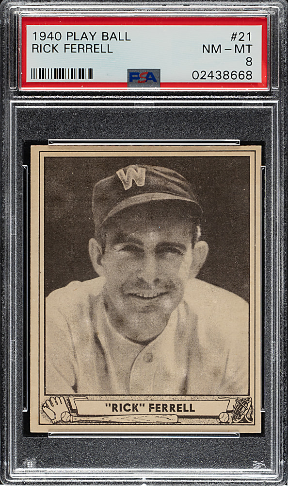 1940 R335 Play Ball #21 Rick Ferrell PSA NM-MT 8 - Highest Graded!