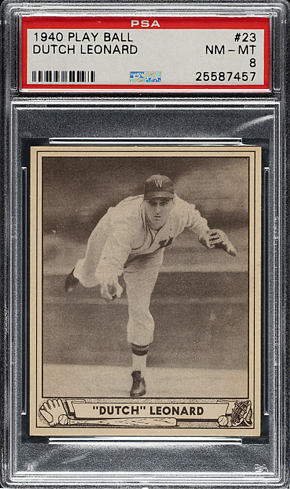 1940 R335 Play Ball #23 Dutch Leonard PSA NM-MT 8 - Highest Graded!