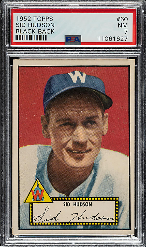 1952 Topps #60 Sid Hudson Black Back PSA NM 7