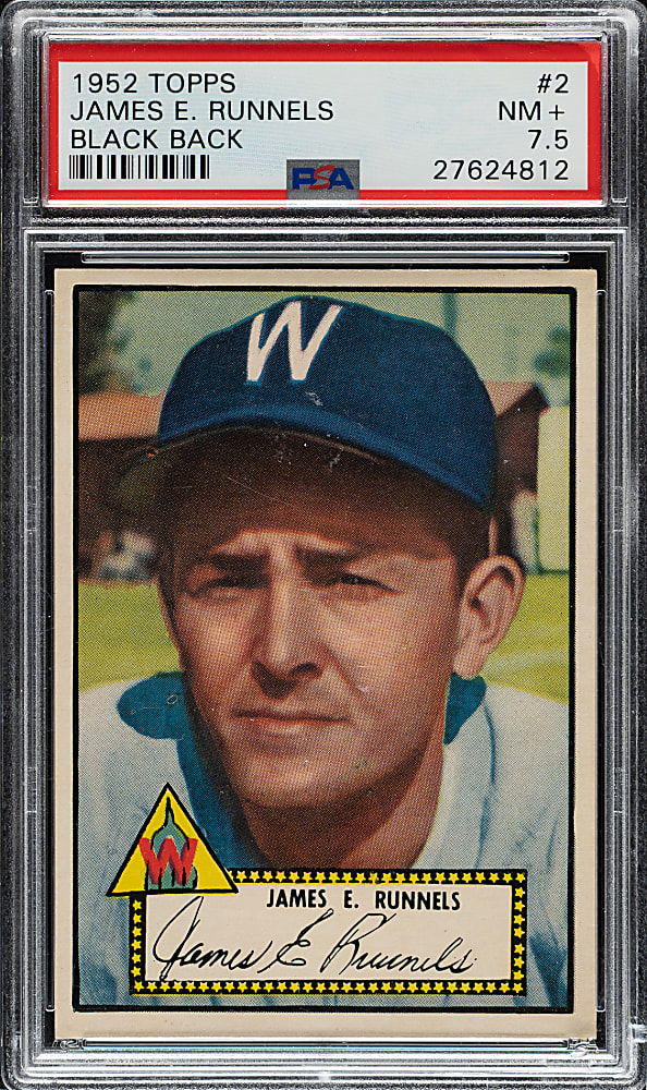 1952 Topps #2 James Runnels Black Back PSA NM+ 7.5