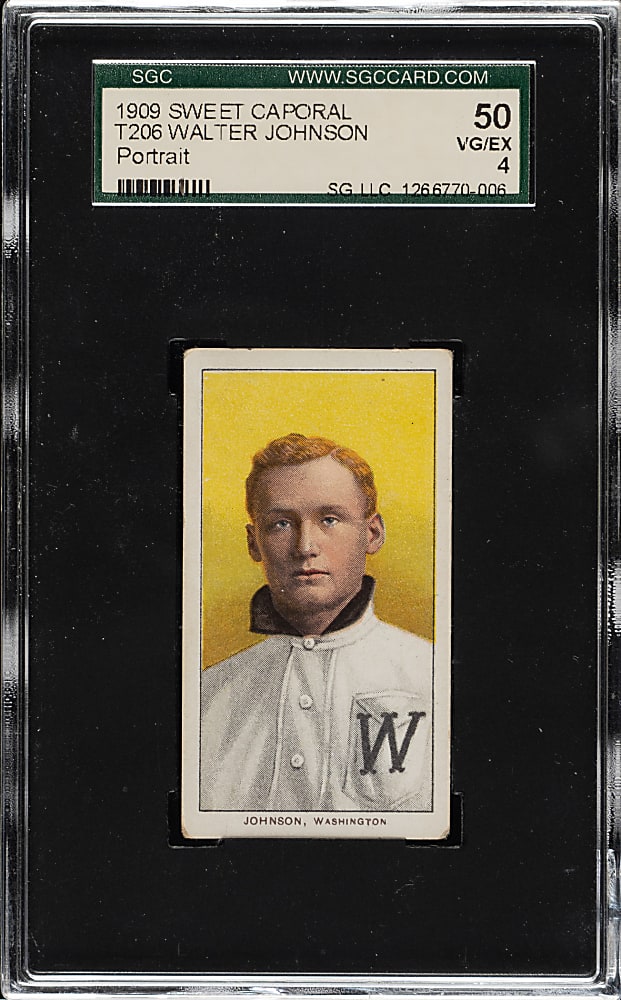1909-1911 T206 White Border Walter Johnson Portrait SGC VG/EX 50