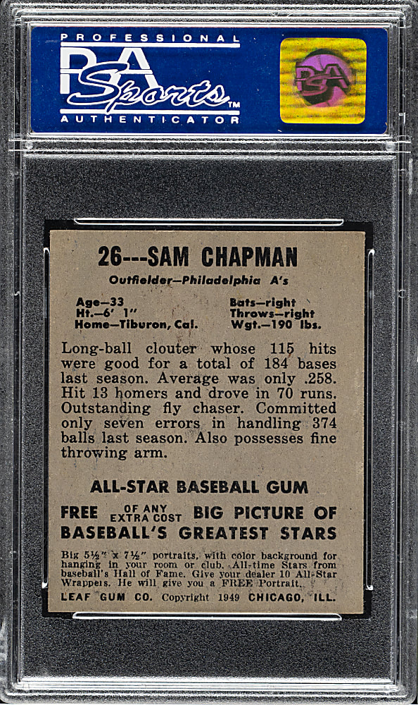 1948-1949 Leaf #26 Sam Chapman PSA NM 7
