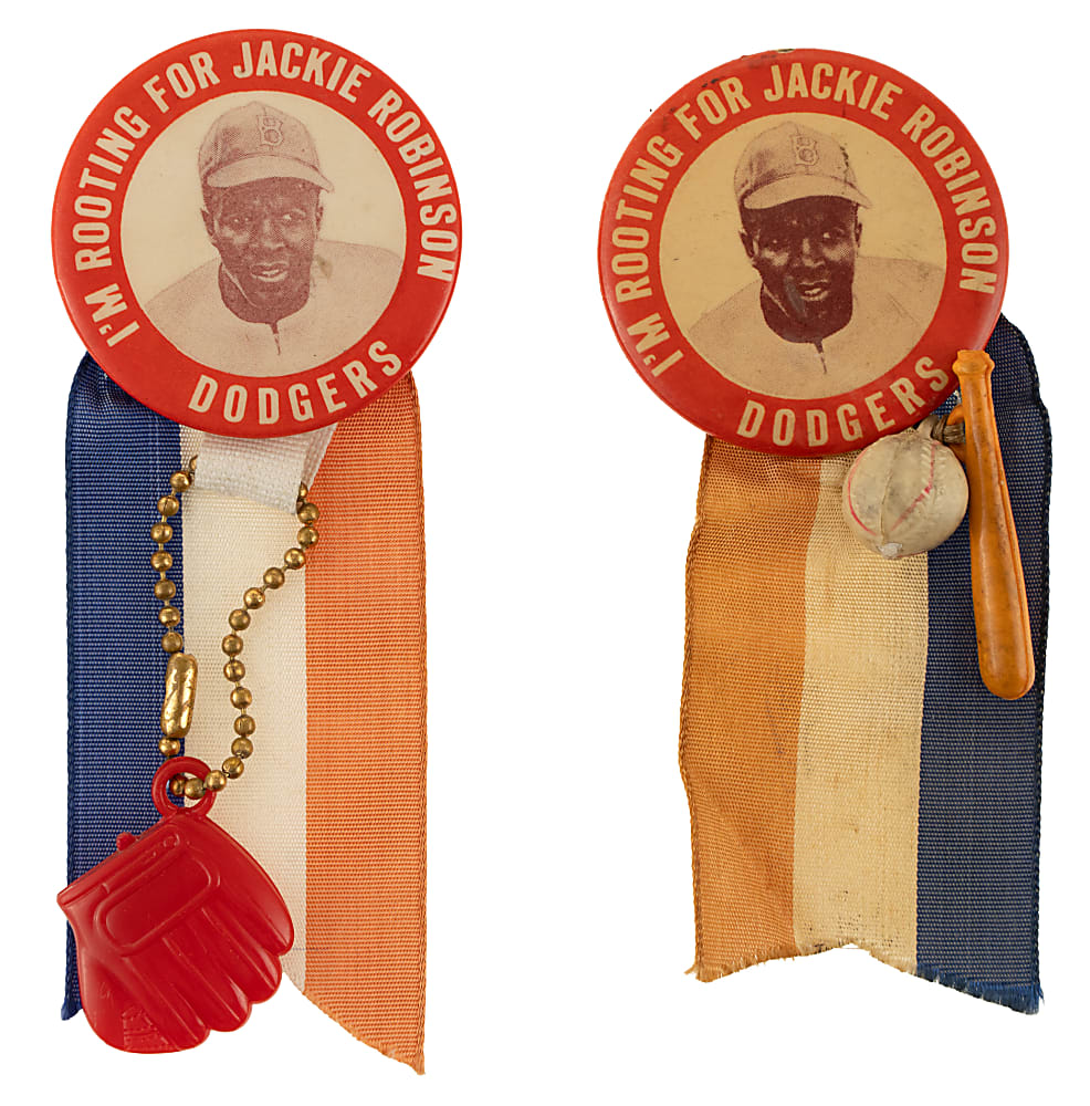 Circa 1947 "I'm Rooting For Jackie Robinson" Pin Pair