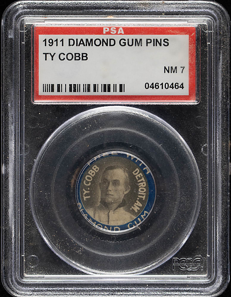 1911 Diamond Gum Pin Ty Cobb PSA NM 7
