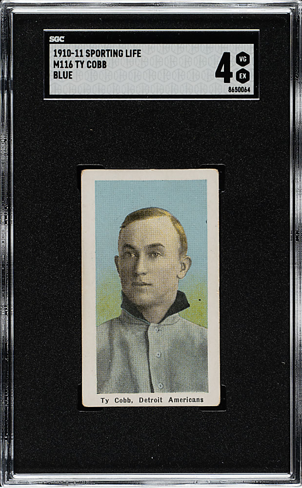 1910-1911 M116 Sporting Life Ty Cobb Blue Background SGC VG/EX 4
