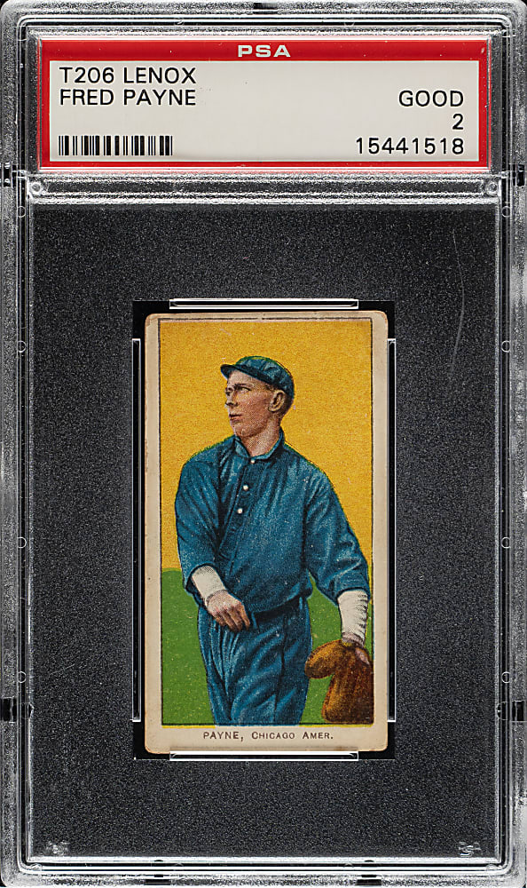 1909-1911 T206 White Border Fred Payne PSA GOOD 2 - Black Lenox Back