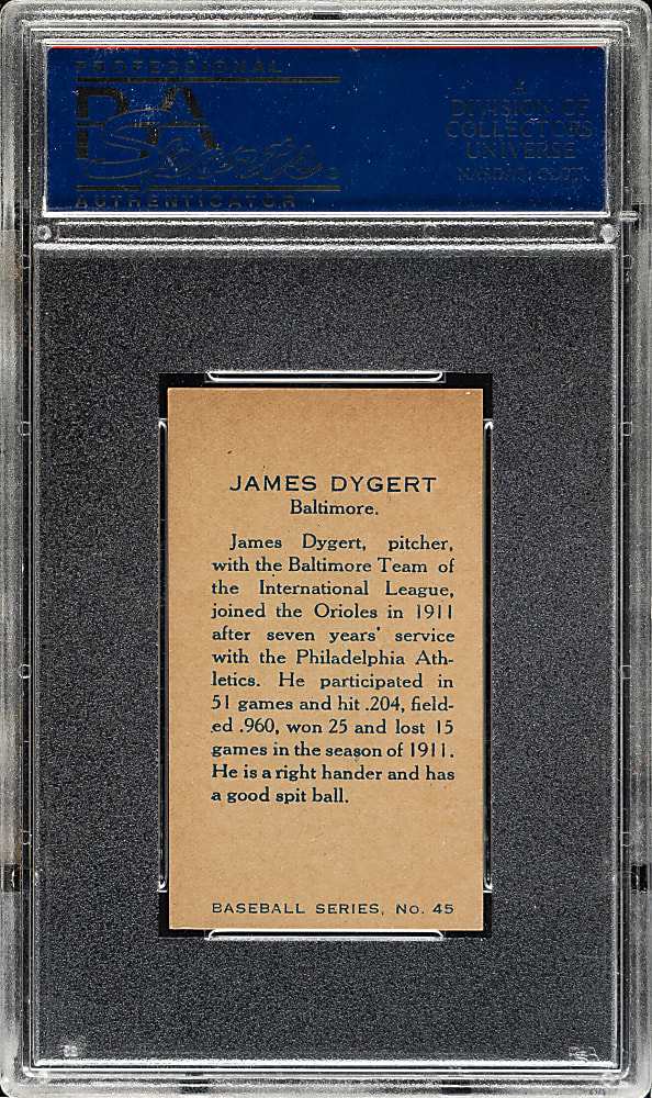 1912 C46 Imperial Tobacco #45 James Dygert PSA NM-MT 8 -1 of 2 - Highest Graded!