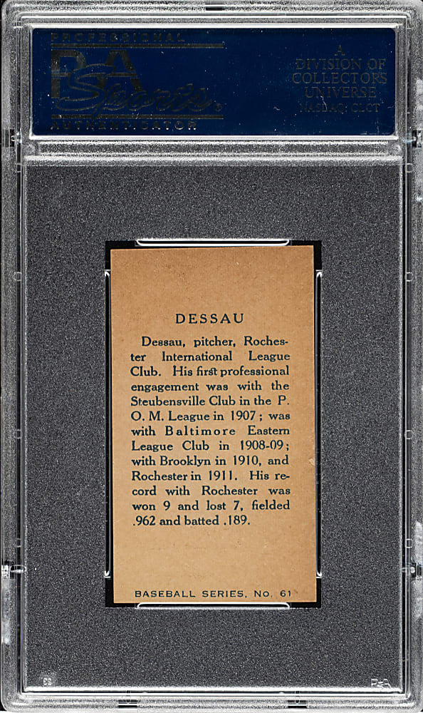 1912 C46 Imperial Tobacco #61 Rube Dessau PSA NM-MT 8 -1 of 2 - Highest Graded!