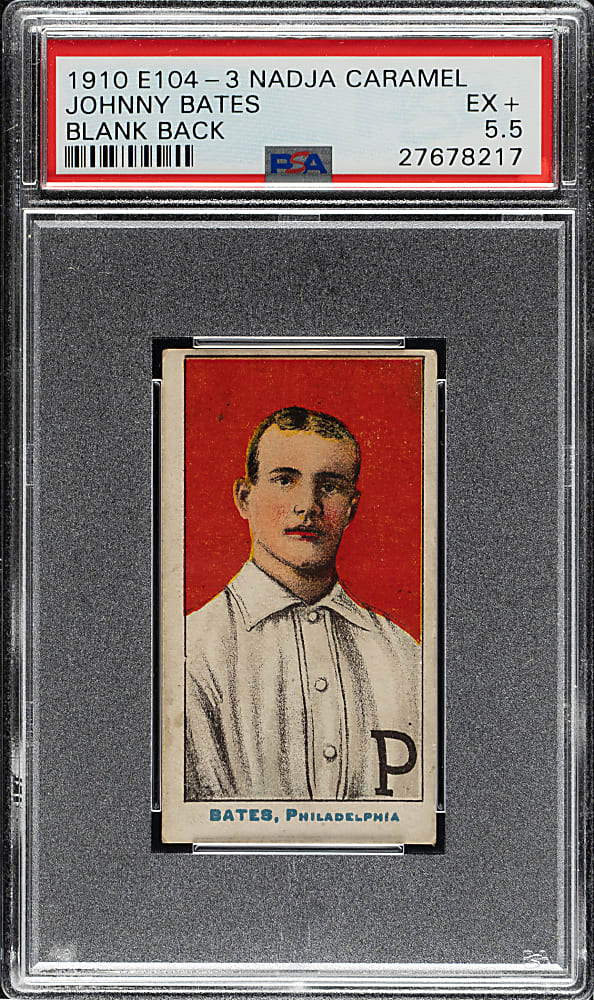 1910 E104-3 Nadja Caramels Johnny Bates Blank Back PSA EX+ 5.5 - The ONLY PSA-Graded Example!