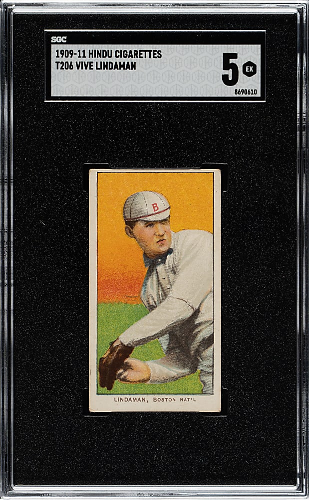 1909-1911 T206 White Border Vive Lindaman SGC EX 5 - Brown Hindu Back - 1 of 1 - Highest Graded!