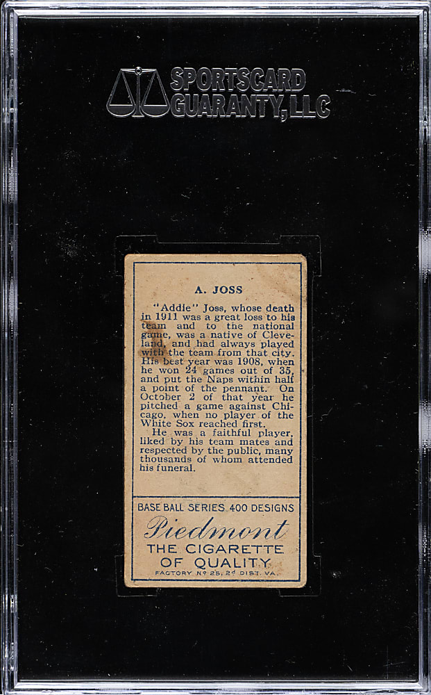 1911 T205 Gold Border Addie Joss SGC VG/EX+ 55