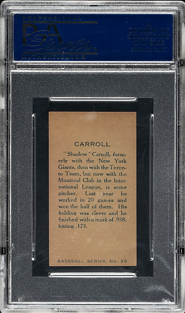 1912 C46 Imperial Tobacco #39 Shadow Carroll PSA NM+ 7.5