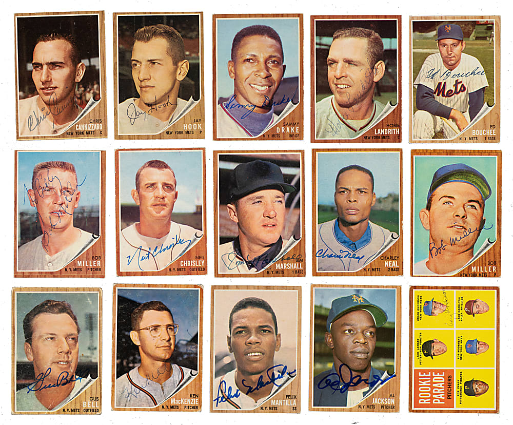 Signed 1962 Topps New York Mets Near-Complete Team Set (19/24) Including Richie Ashburn