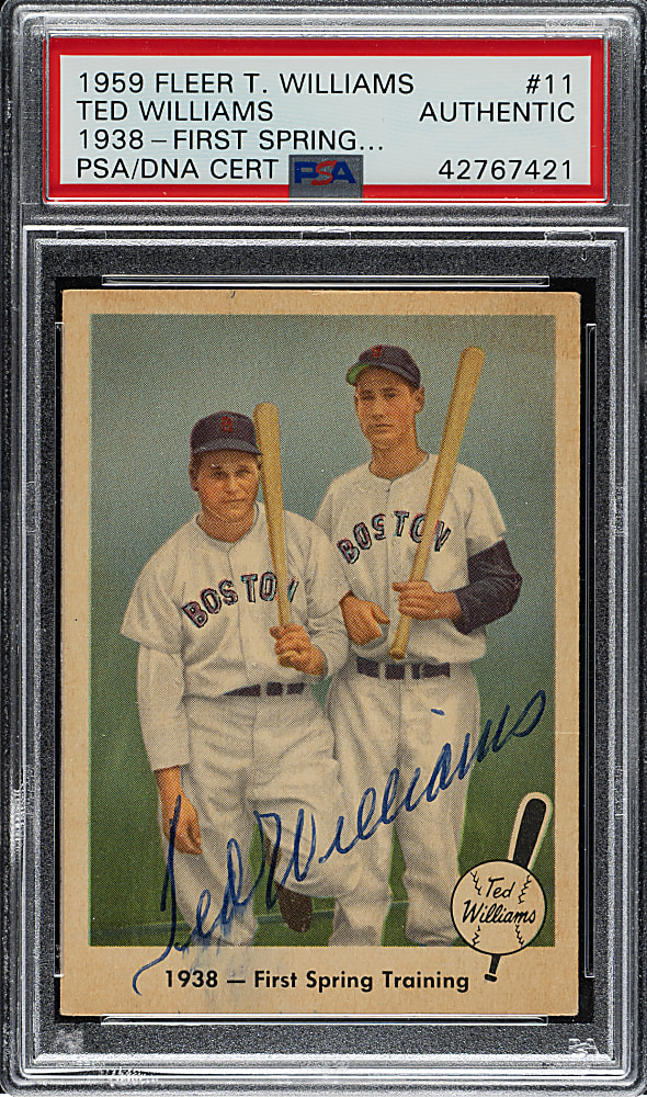 Signed 1959 Fleer Ted Williams #11 "First Spring Training" - PSA/DNA