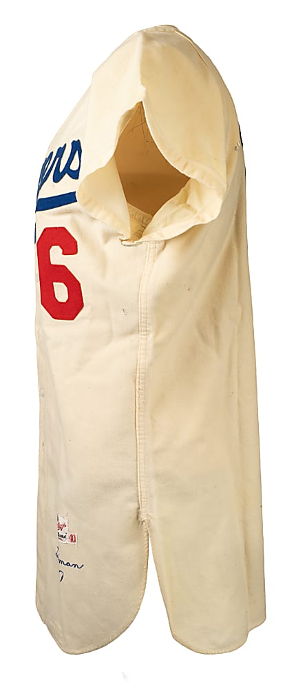 1957 Ken Lehman Brooklyn Dodgers Game-Used Home Jersey MEARS A8