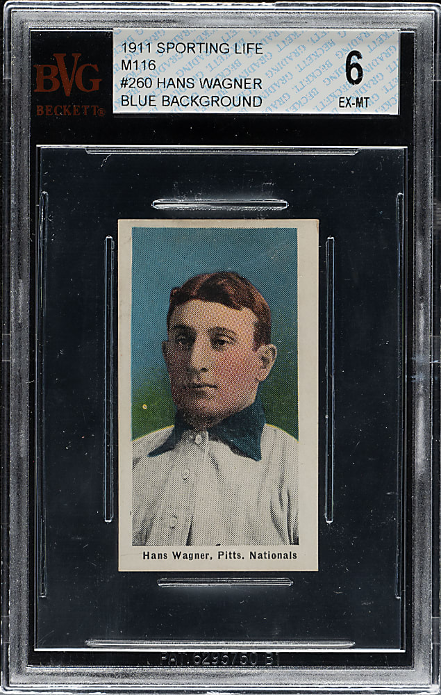 1910-1911 M116 Sporting Life Honus Wagner Blue Background BVG EX-MT 6