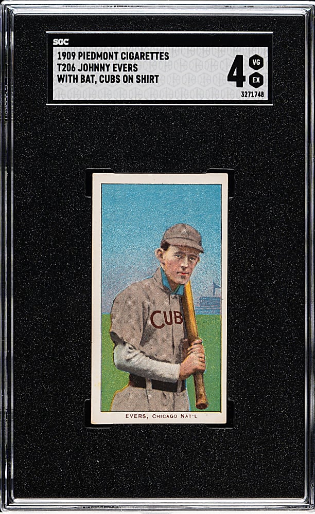 1909-1911 T206 White Border Johnny Evers with Bat, Cubs on Shirt SGC VG/EX 4