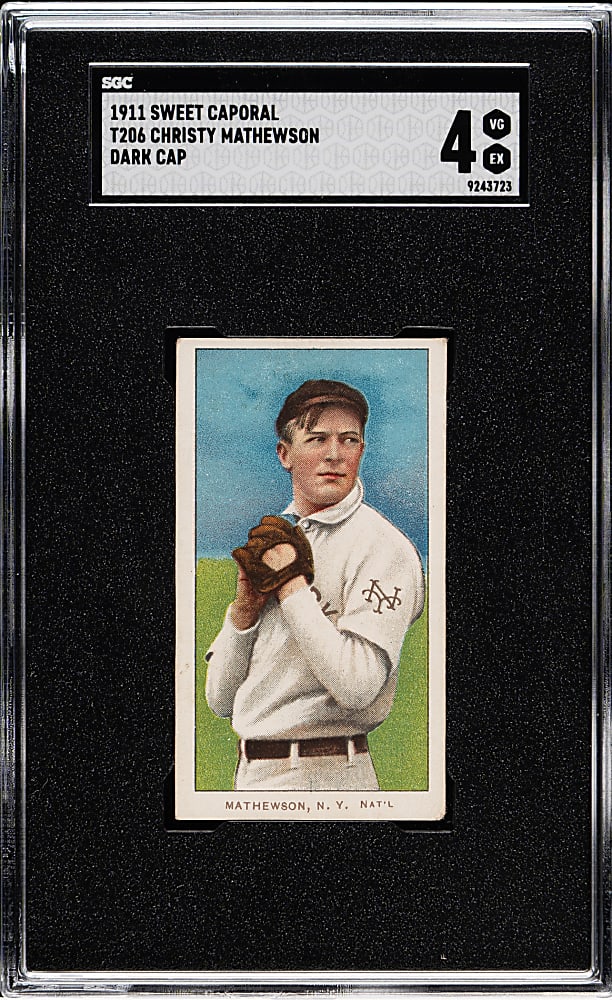 1909-1911 T206 White Border Christy Mathewson Dark Cap SGC VG/EX 4