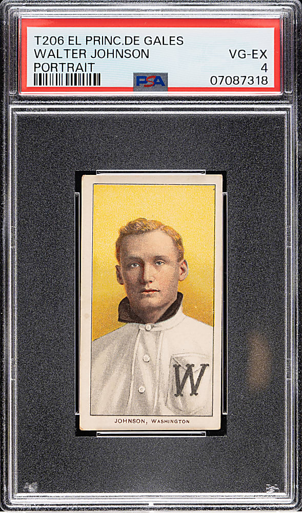 1909-1911 T206 White Border Walter Johnson Portrait PSA VG-EX 4 - El Principe De Gales Back
