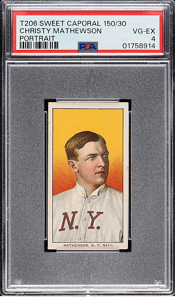 1909-1911 T206 White Border Christy Mathewson Portrait PSA VG-EX 4