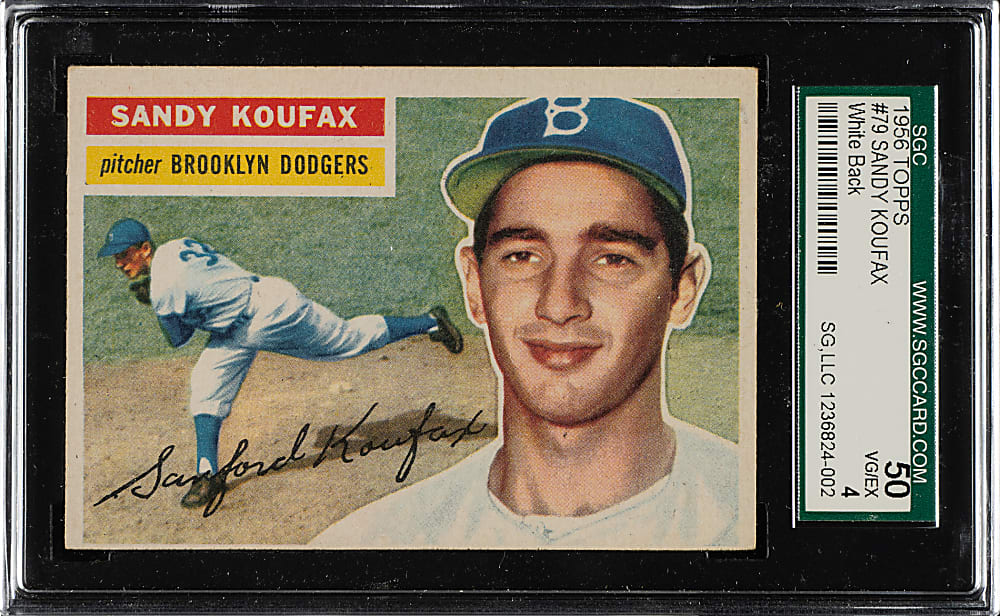 1956 Topps #79 Sandy Koufax White Back SGC VG/EX 50
