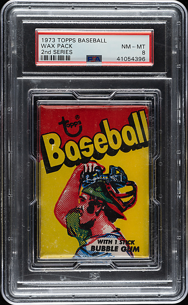 1973 Topps Second Series Unopened Wax Pack PSA NM-MT 8 (Catcher Wrapper)