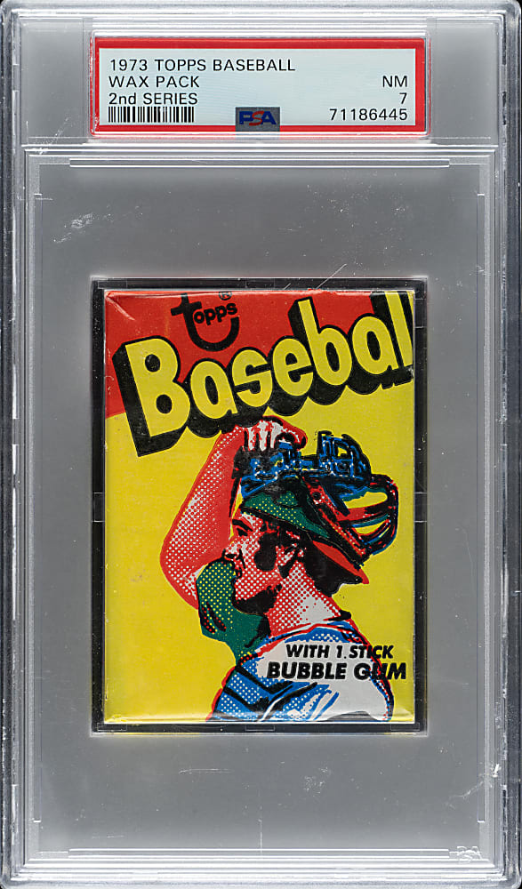 1973 Topps Second Series Unopened Wax Pack PSA NM 7 (Catcher Wrapper)