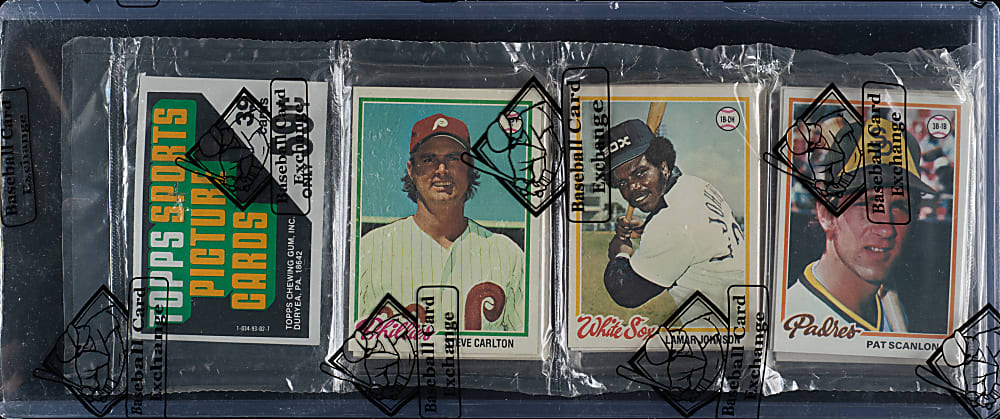 1978 Topps Unopened Rack Pack - Steve Carlton on Top - BBCE