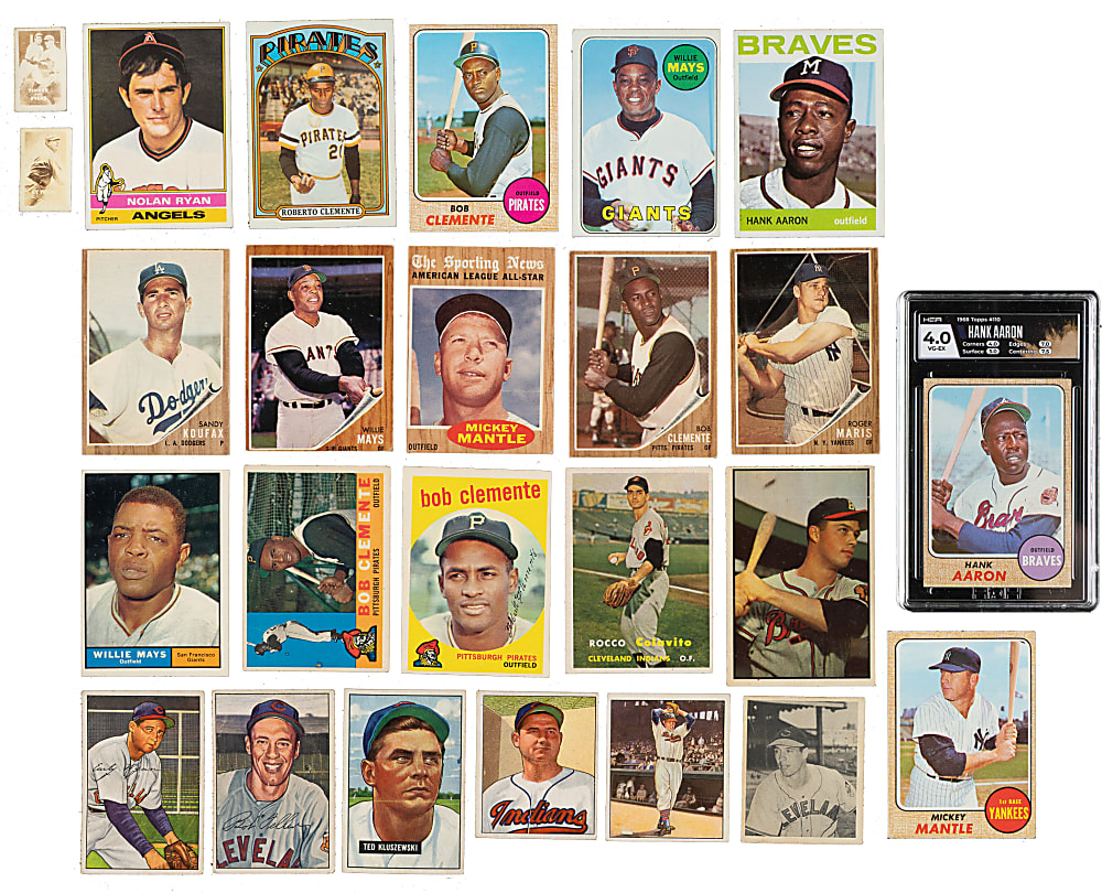 1948 to 1976 Topps and Bowman Hall of Famers and Stars Shoebox Collection (254) Including Mantle, Mays, and Clemente