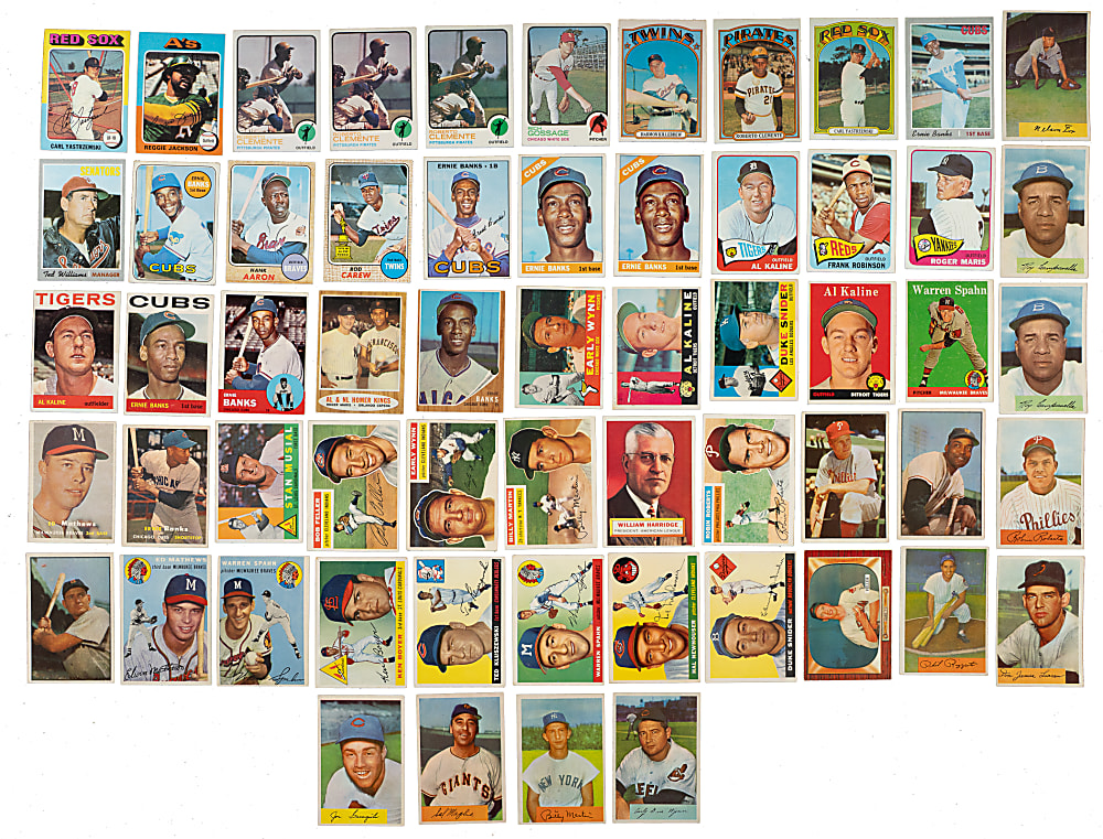 1948 to 1976 Topps and Bowman Hall of Famers and Stars Shoebox Collection (254) Including Mantle, Mays, and Clemente
