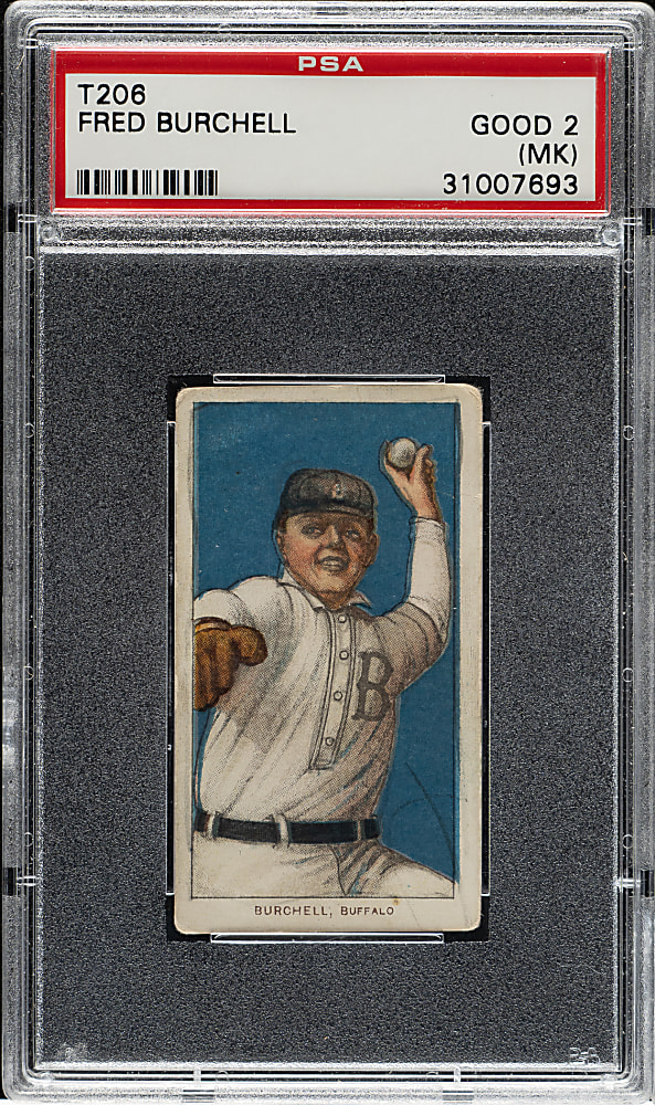 1909-1911 T206 White Border Fred Burchell PSA GOOD 2 (MK) - Broad Leaf 350 Back