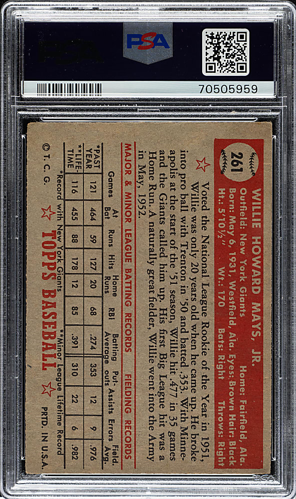 1952 Topps #261 Willie Mays PSA GOOD+ 2.5