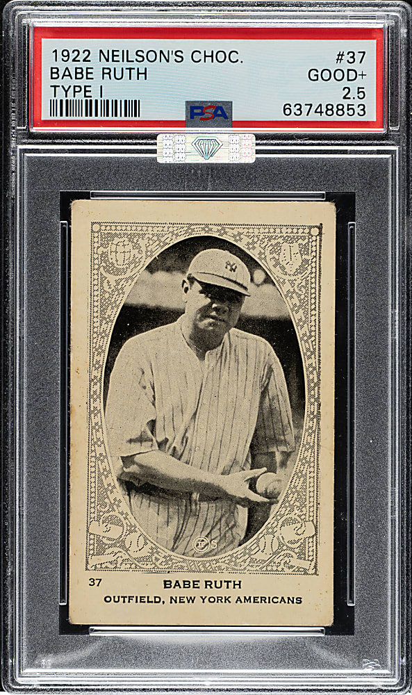 1922 V61 Neilson's Chocolate (Type 1) #37 Babe Ruth PSA GOOD+ 2.5 (MBA Silver Diamond)