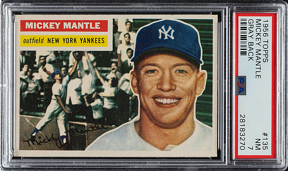 1956 Topps #135 Mickey Mantle Gray Back PSA NM 7