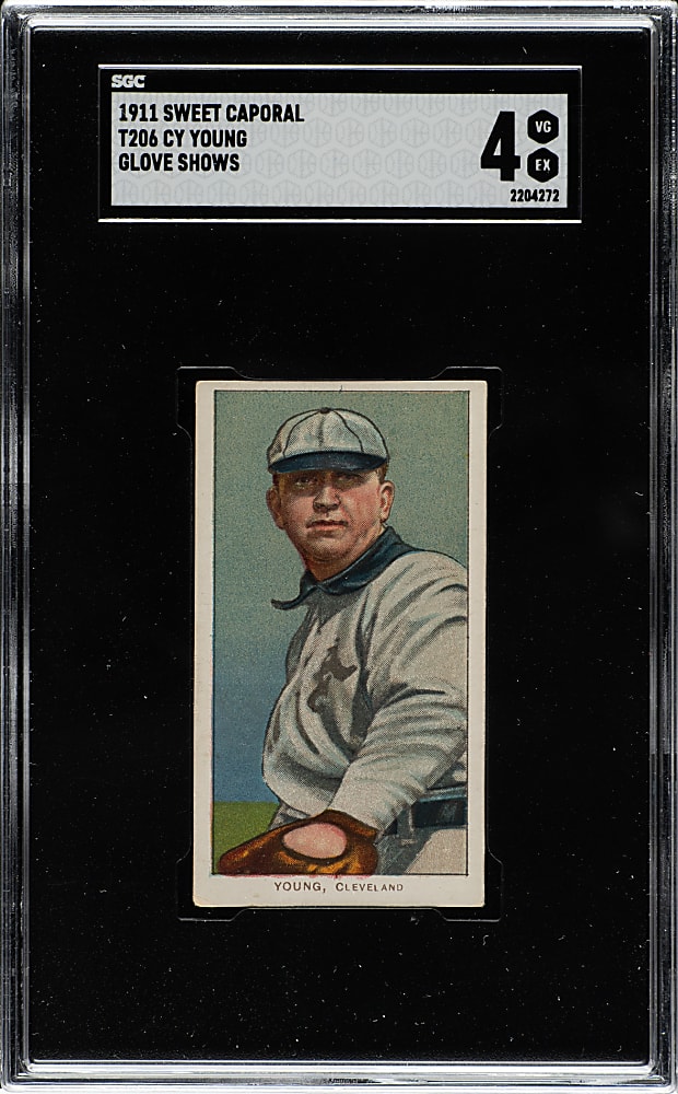1909-1911 T206 White Border Cy Young Glove Shows SGC VG/EX 4