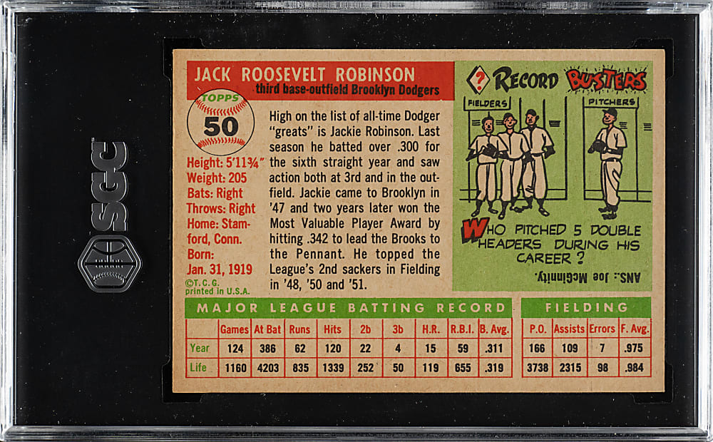 1955 Topps #50 Jackie Robinson SGC NM/MT 8