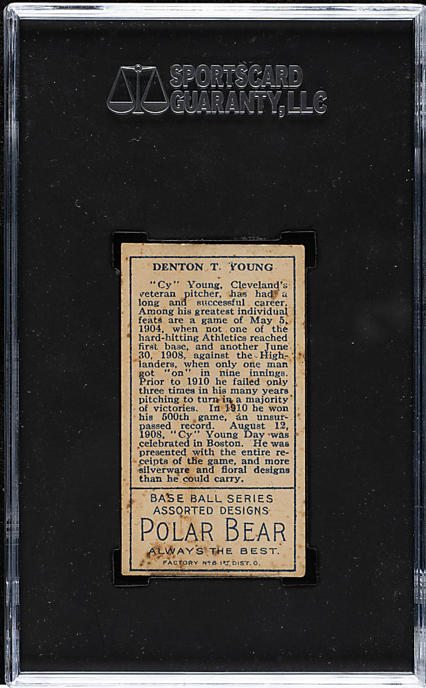 1911 T205 Gold Border Cy Young SGC VG/EX 4 - Polar Bear Back