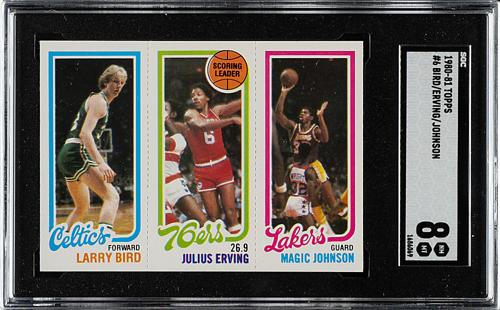 1980-1981 Topps Basketball Larry Bird/Julius Erving/Magic Johnson Rookie SGC NM/MT 8