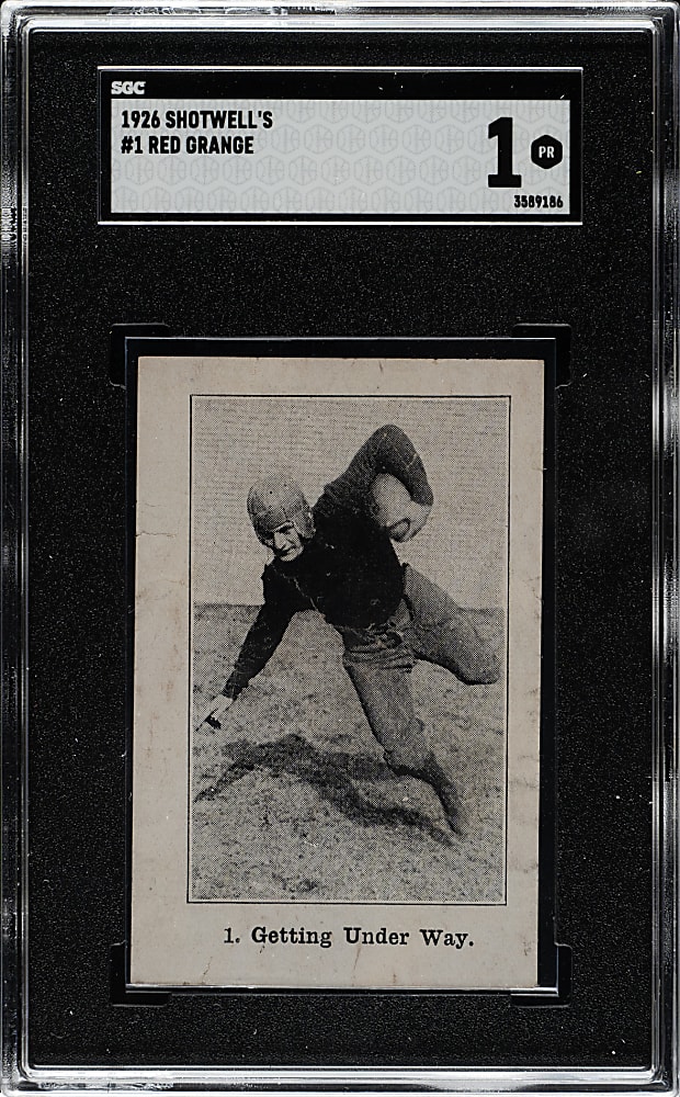 1926 Shotwell Red Grange Ad Back Football #1 Red Grange Rookie SGC POOR 1