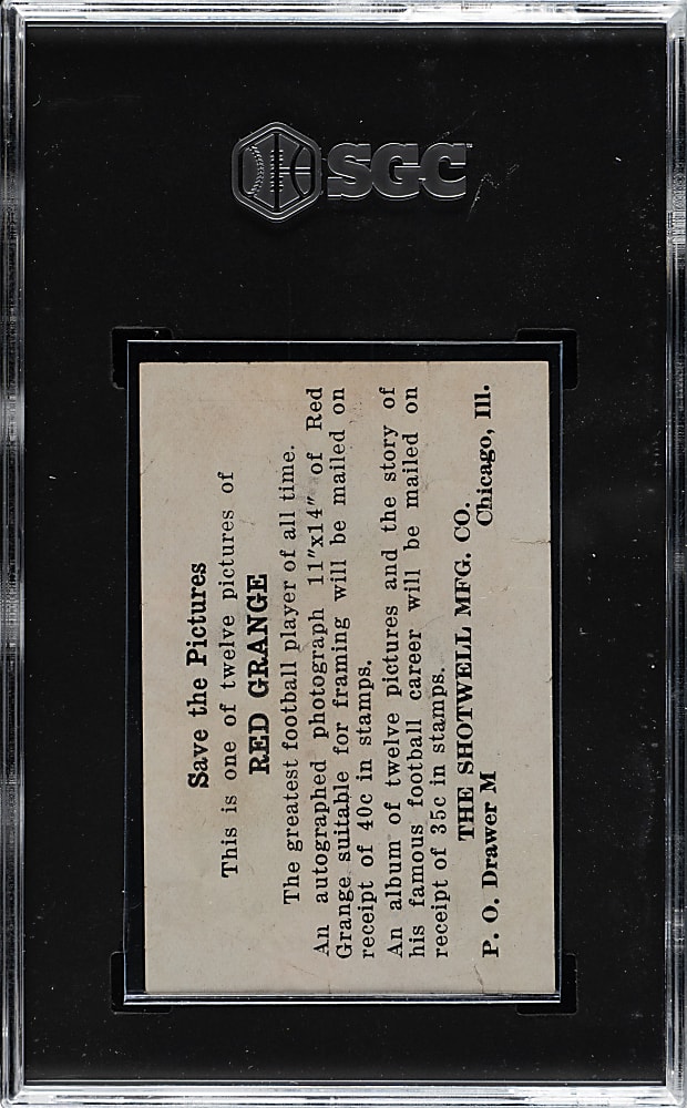 1926 Shotwell Red Grange Ad Back Football #1 Red Grange Rookie SGC POOR 1