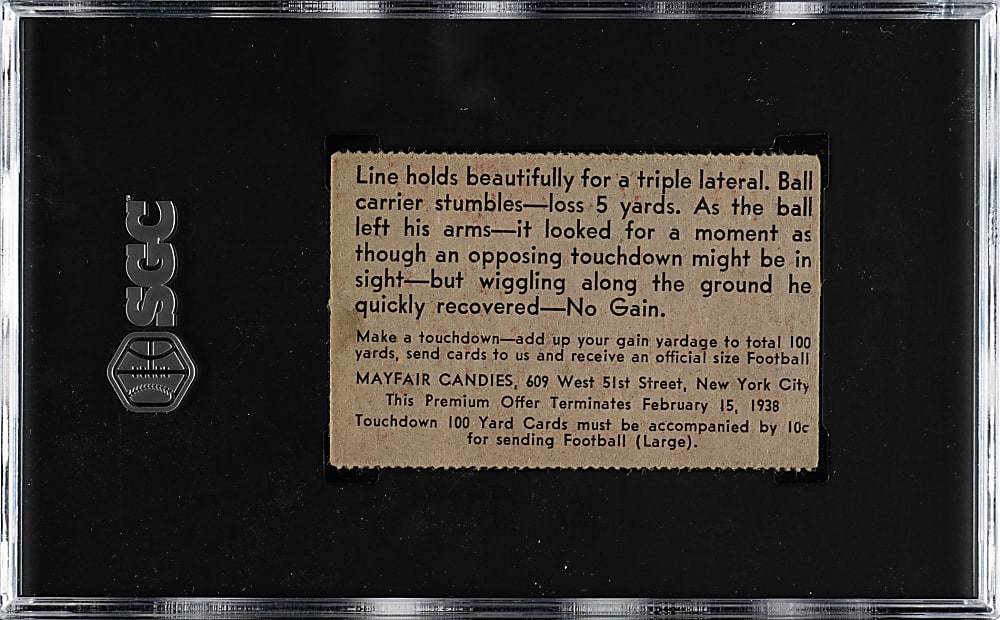 1937 Mayfair Candy Football "Line Holds" Red Grange SGC VG/EX 4