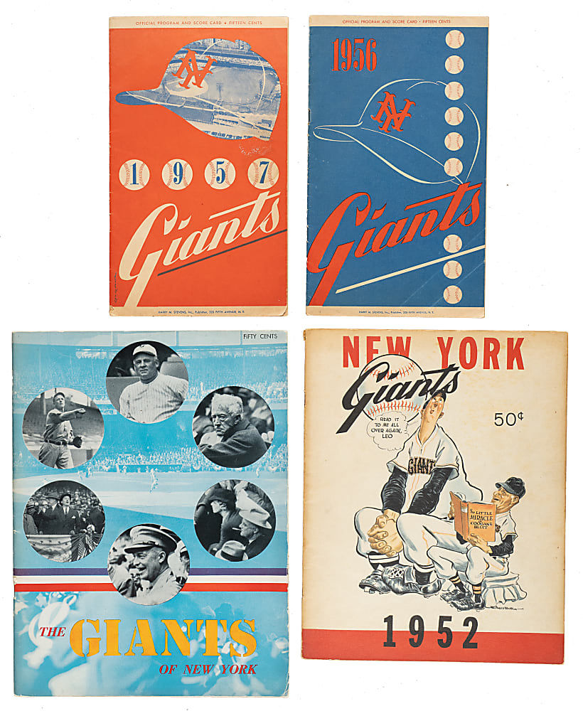 1947 to 1957 New York Giants Program and Yearbook Collection (11) Including 1957 Opening Day